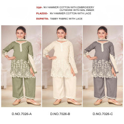 Girls' Embroidered Rayon Palazzo Suit Set with Nazmin Dupatta